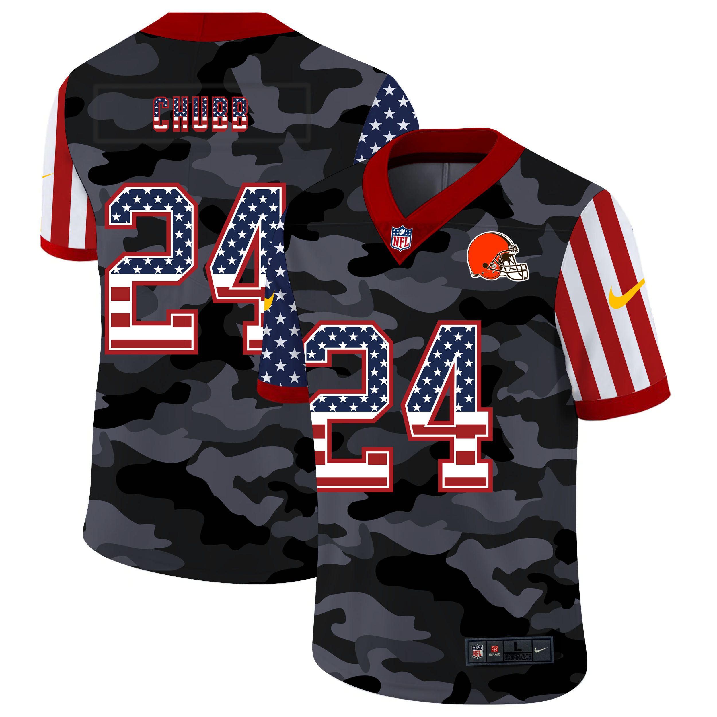 Men Cleveland Browns #24 Chubb 2020 Nike Camo USA Salute to Service Limited NFL Jerseys->cleveland browns->NFL Jersey